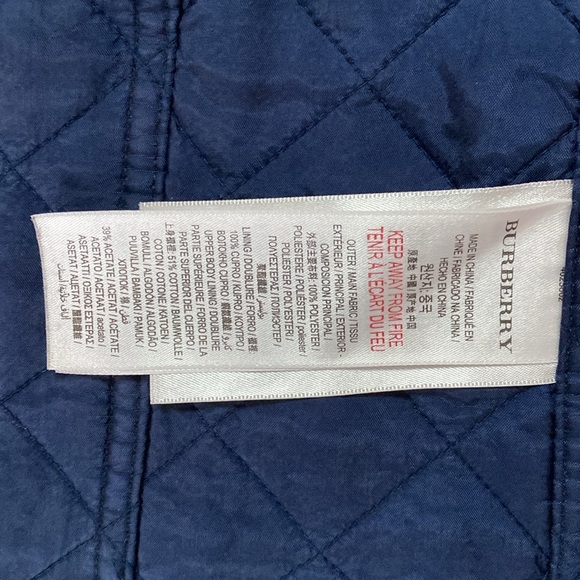 Lk NEW BURBERRY KIDS navy blue quilted jacket coat w/hood size 8 - Picture 7 of 9